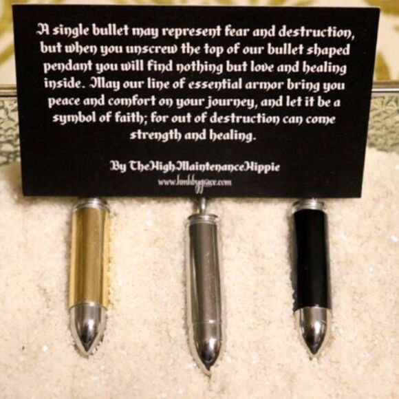 Silver Steel Bullet Pendant Necklace w/ Tea Tree Essential Oil - Picture 5 of 6
